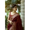 Women's Litchi silk Printed Saree With Unstitched Blouse (Maroon) Women's Litchi silk Printed Saree With Unstitched Blouse (Maroon)