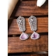 Women's Brass Silver Plated Drop Earrings (Pink) Women's Brass Silver Plated Drop Earrings (Pink)
