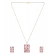 Women's Brass Silver Plated Pendant Set (Red)