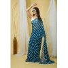Women's Georgette Printed Saree With Unstitched Blouse 5.5Mtr (Blue)