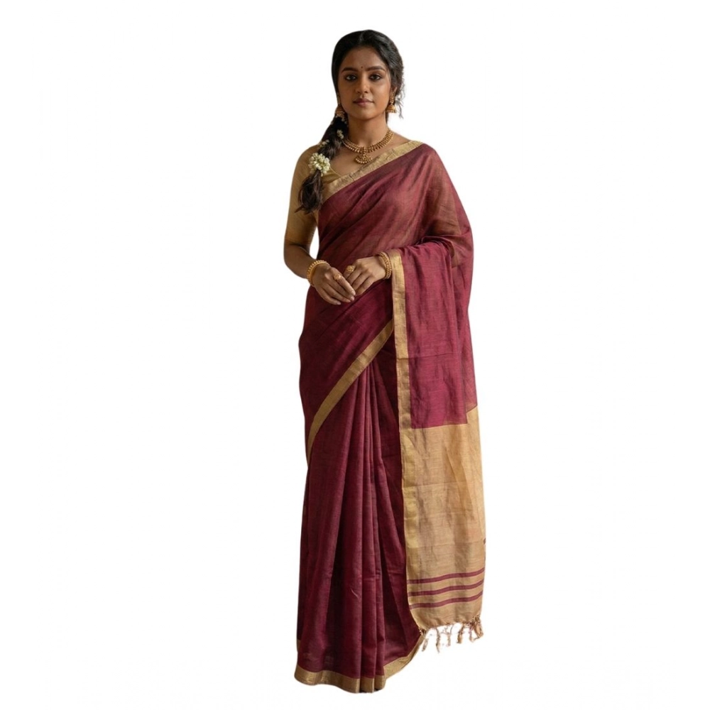 Women's Cotton Printed Saree With Unstitched Blouse 5.5Mtr (Wine) Women's Cotton Printed Saree With Unstitched Blouse 5.5Mtr (Wine)