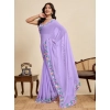 Women's Georgette Printed Saree With Unstitched Blouse 5.5Mtr (Lavender)