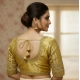 Women's Phantom Silk Embroidered Designer Neck Padded Blouse (Beige 38 Ready (Alterable up to 42)