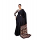 Women's Satin Crepe Printed Saree With Unstitched Blouse 5.5Mtr (Black)