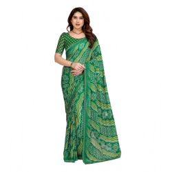 Women's Georgette Printed Saree With Unstitched Blouse 5.5Mtr (Green)
