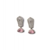 Women's Brass Silver Plated Drop Earrings (Pink)