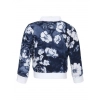 Girl's Polyester Printed Long Sleeves Bomber Jacket (White-Blue)