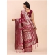 Women's Banarasi Silk Printed Saree With Unstitched Blouse 5.5Mtr (Magenta)