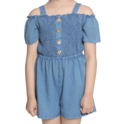Girl's Rayon Solid Sleeveless Jumpsuit (Blue)