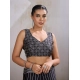 Women's Satin Crepe Printed Saree With Unstitched Blouse 5.5Mtr (Black)