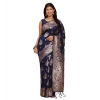 Women's Banarasi Silk Printed Saree With Unstitched Blouse 5.5Mtr (Navy Blue) Women's Banarasi Silk Printed Saree With Unstitched Blouse 5.5Mtr (Navy Blue)