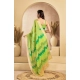 Women's Faux Linen Floral Print Ready to wear Saree With Unstitched Blouse 5.5Mtr (Green)