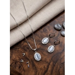 Women's Brass Silver Plated Pendant Set (Grey)