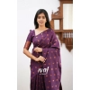 Women's Soft Lichi Silk Printed Saree With Unstitched Blouse 5.5Mtr (Purple) Women's Soft Lichi Silk Printed Saree With Unstitched Blouse 5.5Mtr (Purple)