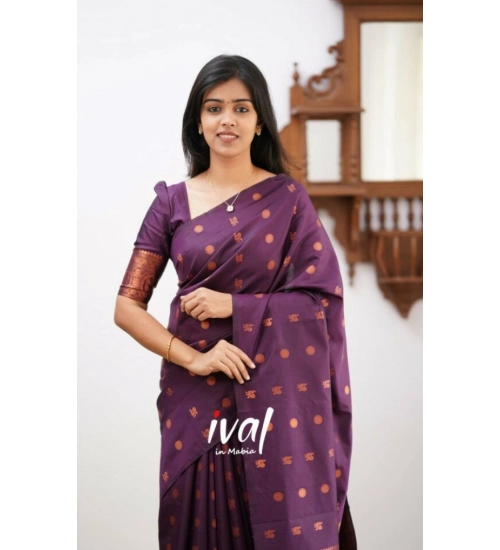Women's Soft Lichi Silk Printed Saree With Unstitched Blouse 5.5Mtr (Purple) Women's Soft Lichi Silk Printed Saree With Unstitched Blouse 5.5Mtr (Purple)