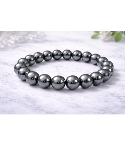 Natural Crystal 8mm Hematite Bracelet (Grey)