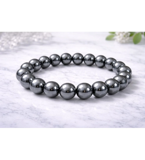 Natural Crystal 8mm Hematite Bracelet (Grey)
