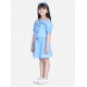 Girl's Denim Solid Cold Shoulder Top and Skirt Set (Light Blue) Girl's Denim Solid Cold Shoulder Top and Skirt Set (Light Blue)