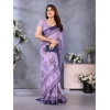 Women's Linen Cotton Printed Saree With Unstitched Blouse 5.5Mtr (Purple) Women's Linen Cotton Printed Saree With Unstitched Blouse 5.5Mtr (Purple)