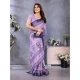 Women's Linen Cotton  Printed Saree With Unstitched Blouse 5.5Mtr (Purple)