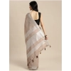 Women's Linen Cotton Printed Saree With Unstitched Blouse 5.5Mtr (Beige) Women's Linen Cotton Printed Saree With Unstitched Blouse 5.5Mtr (Beige)