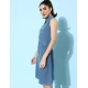 Women's Denim Solid Sleeveless Dress (Blue) Women's Denim Solid Sleeveless Dress (Blue)
