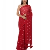 Women's Linen Printed Saree With Unstitched Blouse 5.5Mtr (Red) Women's Linen Printed Saree With Unstitched Blouse 5.5Mtr (Red)