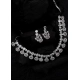 Women's Brass Silver Plated Necklace set (White)