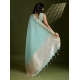 Women's Tissue Checks_With_Buttis Saree With Unstitched Blouse 5.5Mtr (Aqua_Blue) Women's Tissue Checks_With_Buttis Saree With Unstitched Blouse 5.5Mtr (Aqua_Blue)
