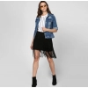 Women's Denim Washed Long Sleeves Jacket (Blue)