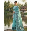Women's Linen Cotton Printed Saree With Unstitched Blouse 5.5Mtr (Sea Green) Women's Linen Cotton Printed Saree With Unstitched Blouse 5.5Mtr (Sea Green)