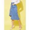 Women's Denim Hi Lo Buttoned Skirt (Blue)