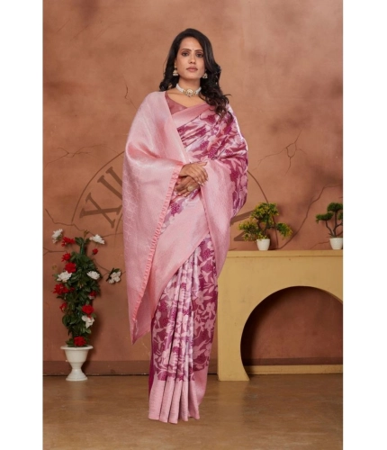 Women's Banarasi Silk Jaquard Woven Saree With Unstitched Blouse 5.5Mtr (Pink) Women's Banarasi Silk Jaquard Woven Saree With Unstitched Blouse 5.5Mtr (Pink)