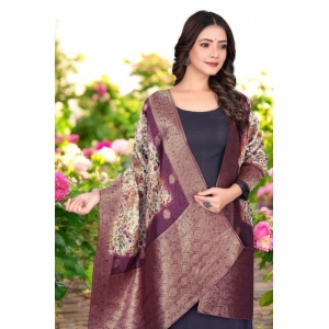 Generic Women's chanderi silk  Printed Dupatta (Magenta, Length: 2 Mtr)