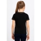 Girl's Cotton Printeded Round Neck T-Shirt (Black)