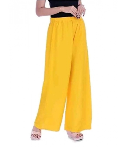 Women's Casual Rayon Solid Ankle Length Palazzo (Yellow , Free Size)
