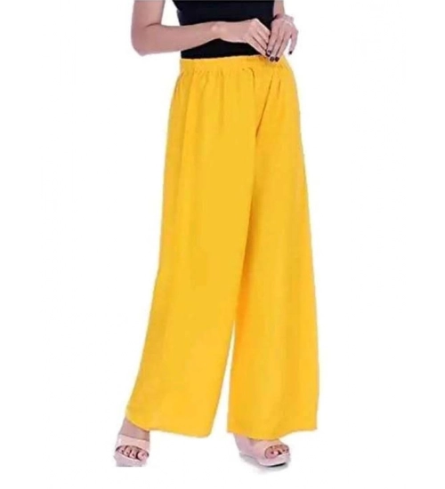 Women's Casual Rayon Solid Ankle Length Palazzo (Yellow , Free Size)