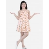 Girl's Rayon Printed Sleeveless Dress (Orange)
