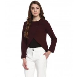 Women's Polyester Diagonal Cut Long Sleeves Blazer (Maroon)