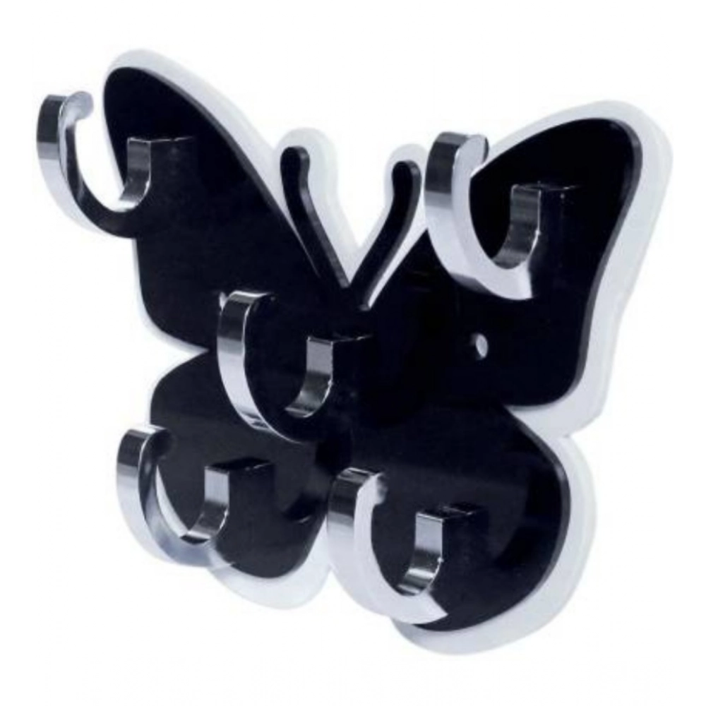 Pack Of 2_Butterfly Key Holder – Decorative Wall Mount Key Organizer (Color: Black)