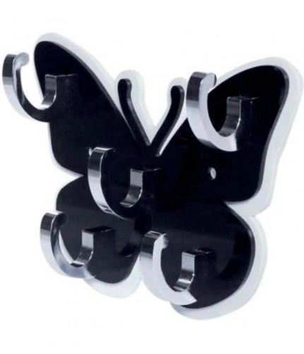 Pack Of 2_Butterfly Key Holder – Decorative Wall Mount Key Organizer (Color: Black)