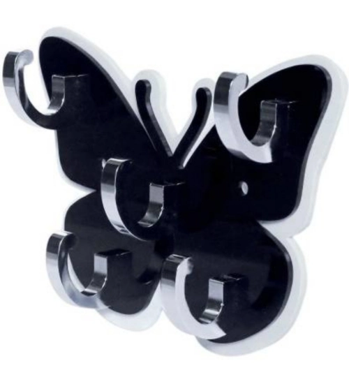 Pack Of 2_Butterfly Key Holder – Decorative Wall Mount Key Organizer (Color: Black)