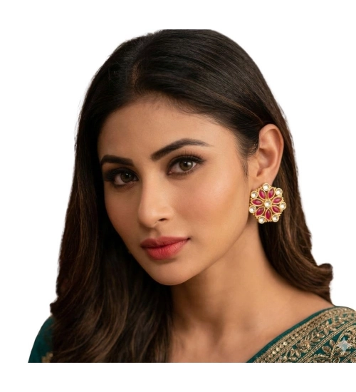 Women's Zinc Alloy Gold Plated Stud Earrings (Multicolor)