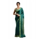 Women's Satin Crepe Printed Saree With Unstitched Blouse 5.5Mtr (Green)