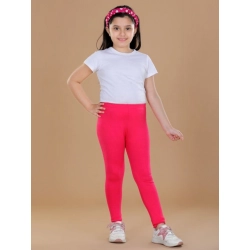 Girl's Cotton Lycra Solid Elasticated Leggings (Dark Pink)