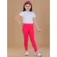 Girl's Cotton Lycra Solid Elasticated Leggings (Dark Pink)