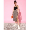 Women's Polyester Floral Side Zip Skirt (Grey - Coral)