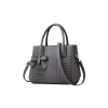 Women's PU Leather Solid Shoulder Zipper Handbag (Grey)