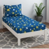 Microfiber Floral Printed Single Bedsheet with 1 Pillow Cover (Blue)
