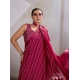Women's Satin Crepe Printed Saree With Unstitched Blouse 5.5Mtr (Maroon)